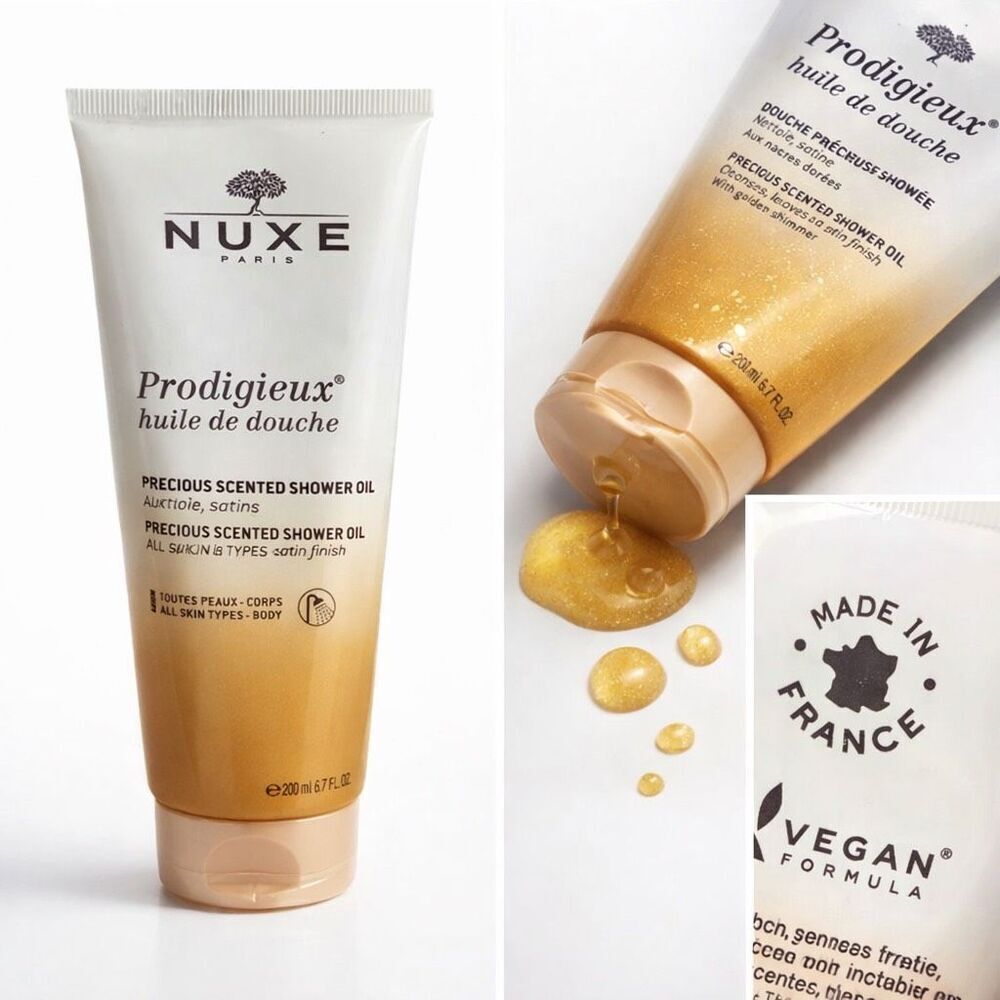 NUXE Prodigieux Shower Oil 200ml Golden Shimmer Body Wash Made in France NEW